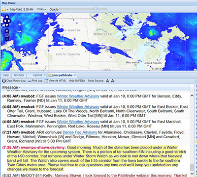 Screenshot of chat room discussion.